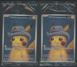 Lot of (2) Pokemon x Van Gogh Pikachu with Grey Felt Hat Sealed Promos - Image 1