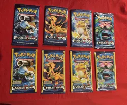(8) Pokemon XY Evolutions Booster Packs, Complete Art Set, New Factory Sealed - Image 2