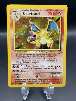 Pokemon TCG Charizard Base Set Holo Unlimited Rare Card 4/130 MP Small Dent - Image 1