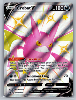 Crobat V SWSH098 Shiny Holo Rare Full Art - 2021 Pokemon Black Star Promo NM - Image 1