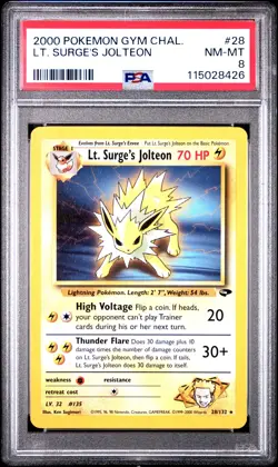 2000 POKEMON GYM CHALLENGE #28 LT. SURGE'S JOLTEON PSA 8 - Image 1