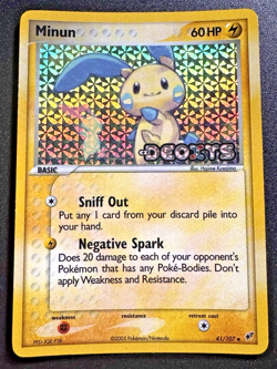 Minun 41/107 EX Deoxys Pokemon Card Reverse Holo Foil Rare LP - Image 1