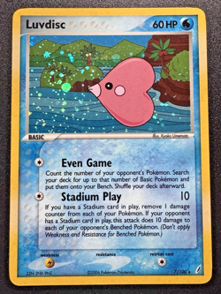 Luvdisc 7/100 EX Crystal Guardians Pokemon Card Holo Foil Rare Swirl LP - Image 1