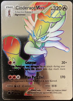 Cinderace Vmax Rainbow Silver Foil Textured Display Card - Image 1