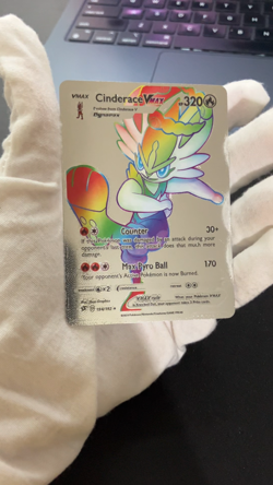 Cinderace Vmax Rainbow Silver Foil Textured Display Card - Image 2