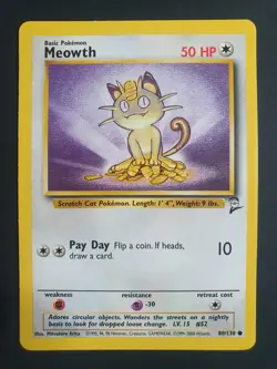 Meowth 80/130 - Base Set 2 - Pokemon Card - Excellent Condition - Image 1