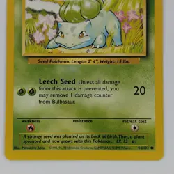 Bulbasaur 44/102 Base Set Common Pokemon Card TCG WOTC Near Mint - Image 3