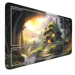 MTG Playmat Forest Stitched Edges TCG Landscape Rubber Base 24x14 Mousepad - Image 1