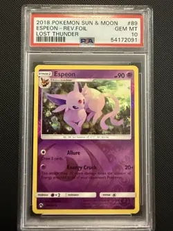PSA 10 ESPEON 89 REVERSE FOIL LOST THUNDER SUN MOON 2018 POKEMON - Image 1