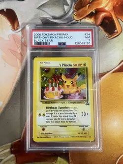 Birthday Pikachu WotC Promo #24 Black Star PSA Graded 7 Pokemon TCG - Image 1
