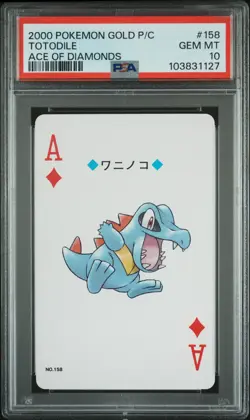 2000 POKEMON GOLD VERSION PLAYING CARDS ACE OF DIAMONDS #158 TOTODILE PSA 10 - Image 1