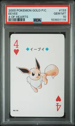 2000 POKEMON GOLD VERSION PLAYING CARDS 4 OF HEARTS #133 EEVEE PSA 10 - Image 1