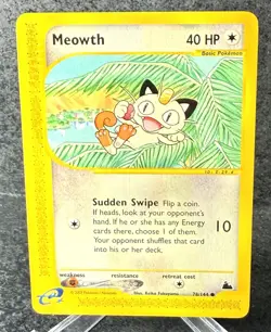 Pokemon Card Meowth Skyridge 78/144 Common NM WOTC Vintage E-reader Near Mint - Image 1