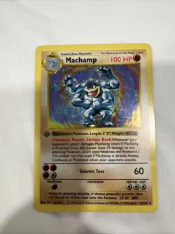 Pokemon TCG Machamp Holo Rare 1st Edition Base Set, Card 8/102, LP Condition - Image 1