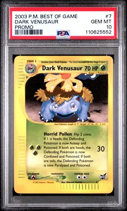2003 POKEMON BEST OF GAME PROMO #7 DARK VENUSAUR PSA 10 - Image 1