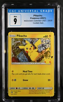 2021 POKEMON MCDONALD'S PIKACHU CONFETTI HOLO 25/25 CGC 9 PSA 3980408012 - Image 1