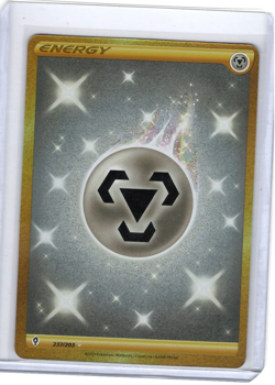 Pokemon Gold Secret Rare Full Art Metal Steel Energy 237/203 Evolving Skies NM - Image 1
