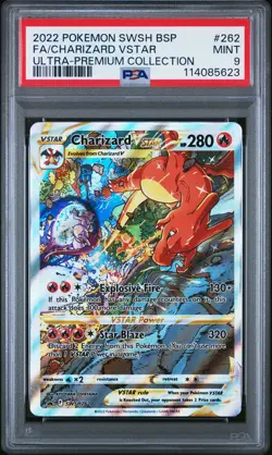 2022 POKEMON SWSH BLACK STAR PROMO #262 FULL ART/CHARIZARD VSTAR PSA 9 - Image 1