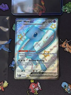 Mew EX 216/091 Shiny Ultra Rare Full Art Holo sv Paldean Fates NM Pokemon TCG - Image 1