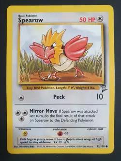 Spearow 92/130 - Base Set 2 - Pokemon Card - Excellent Condition - Image 1