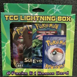 Konami Pokemon TCG Lightning Set Booster 3 Packs 1 Bonus Card Coin - 307386 97712544540 - Image 1