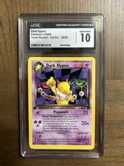 🔮 CGC 10 GEM MINT Dark Hypno Team Rocket 1st Edition 26/82 Pokemon Card - Image 1