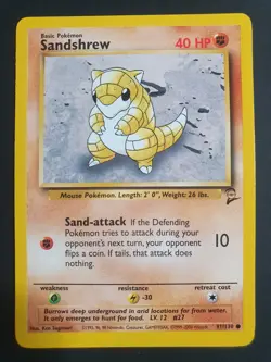 Sandshrew 91/130 - Base Set 2 - Pokemon Card - Excellent Condition - Image 1