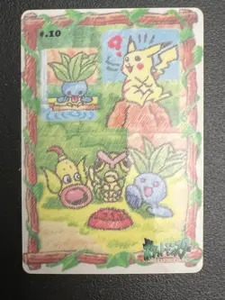 Pokemon Card Pikachu Oddish Weepinbell No. #10 Sealdass Stitch Touch Card LP - Image 1
