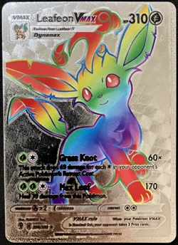 Leafeon Vmax Rainbow Silver Foil Textured Display Card - Image 1