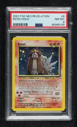 Entei Holo Pokemon Neo Revelation PSA 8 2001 - Image 1