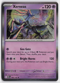 Pokemon Xerneas 064/132 Holo Rare ME01: Mega Evolution NM - Image 1