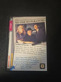No One So Paranoid 1996 Gencon promo, X-Files CCG TCG Card Game PR96-0004-GCon - Image 1