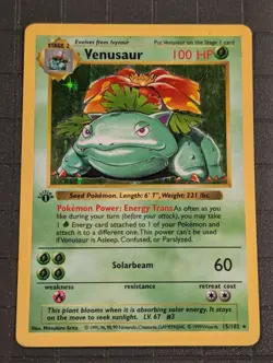 Venusaur Base Set 15/102 1st Edition Shadowless Pokemon Holo Foil Rare Nice! - Image 1