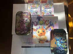 Pokemon Prismatic ETB 2 Prismatic Tins and 2 Boosters. Sealed. Lot Of 5 - Image 1