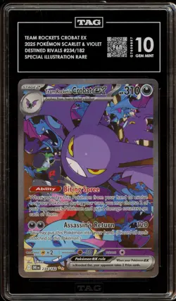 Pokemon Team Rocket's Crobat ex Destined Rivals SIR #234 TAG 10 Gem Mint - Image 1