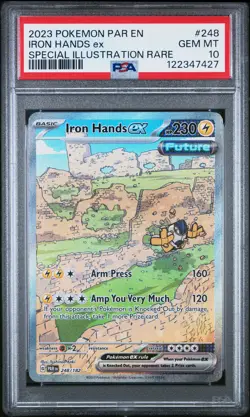 2023 POKEMON PAR EN-PARADOX RIFT SPECIAL ILLUSTRATION RARE IRON HANDS EX PSA 10 - Image 1
