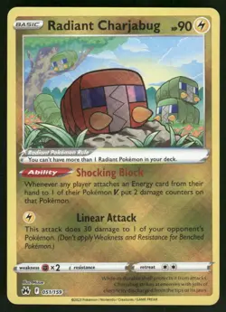 Radiant Charjabug 051/159 Radiant Rare Holo NM Pokemon Crown Zenith - Image 1