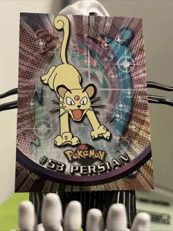 Persian #53 Rainbow Holo Blue Logo Topps TV Edition Pokemon Card Nm Condition - Image 4