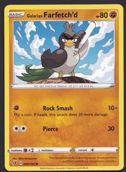 Galarian Farfetch'd 094/192 Non Holo Rebel Clash Pokemon Card NM - Image 1