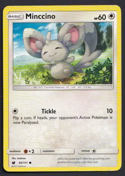 Pokemon TCG Sun and Moon Crimson Invasion LP Minccino 85/111 - Image 1