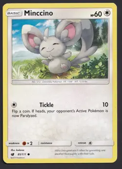 Pokemon TCG Sun and Moon Crimson Invasion LP Minccino 85/111 - Image 3