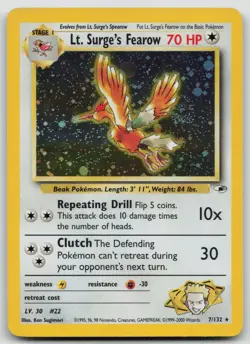 Lt. Surges Fearow 7/132 Gym Heroes Holo Rare Vintage 2000 WotC Pokemon Card MP - Image 1