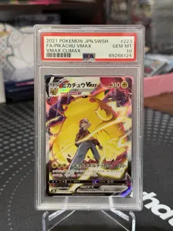 2021 POKEMON JPN SWORD & SHIELD VMAX CLIMAX #223 FULL ART/PIKACHU VMAX PSA 10 - Image 1