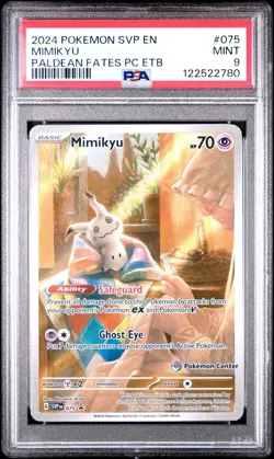 2024 POKEMON SVP PALDEAN FATES POKEMON CENTER ETB PROMO #075 MIMIKYU PSA 9 - Image 1