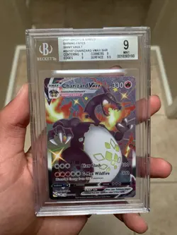 2021 POKEMON SWORD & SHIELD SHINING FATES #SV107 FULL ART/CHARIZARD VMAX PSA 9 - Image 1