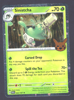 Sinistcha 22/167 | Halloween Trick Or Trade 2024 | Cosmos Holo | Pokemon (NM) - Image 1