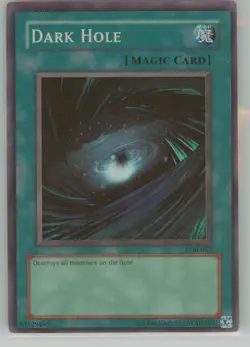 YuGiOh Legend of Blue Eyes White Dragon Dark Hole #LOB-052 Near Mint or Better - Image 1