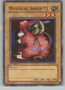 YuGiOh Legend of Blue Eyes White Dragon Mystical Sheep #2 #LOB-037 NM or Better - Image 1