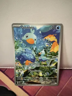 Ducklett 109/086 Pokemon TCG Scarlet & Violet White Flare Illustration Rare Card - Image 1