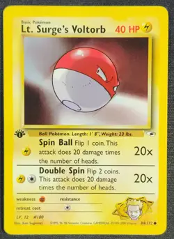 2000 Gym Heroes Lt. Surges Voltorb 84/132 1st Edition Pokemon Card Vintage WOTC - Image 1